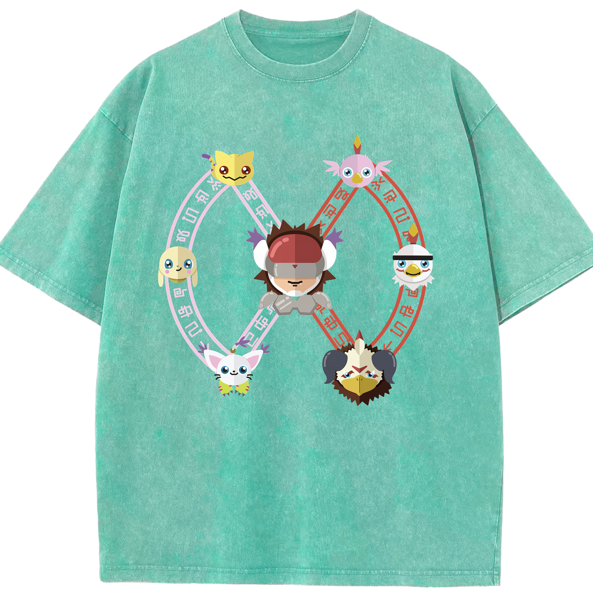 （画像用） Digimon デジタルモンスター/デジモン 綿100% ヴィンテージ風 半袖Tシャツ（フロントプリント）